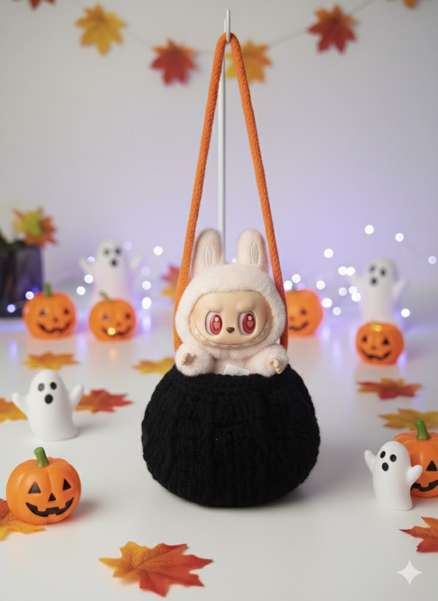 Labubu Halloween Crochet Collection: Spooky Cute Hat & Versatile Candy Bags